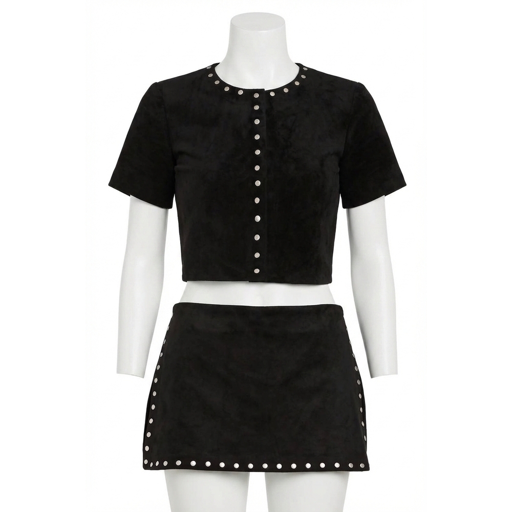 NEW AMANDA UPRICHARD braswell suede top in black